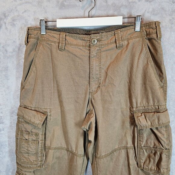 Eddie Bauer Mens 36x30 Khaki Cargo Pants Cotton Relaxed Fit Multi Pockets - Picture 10 of 16